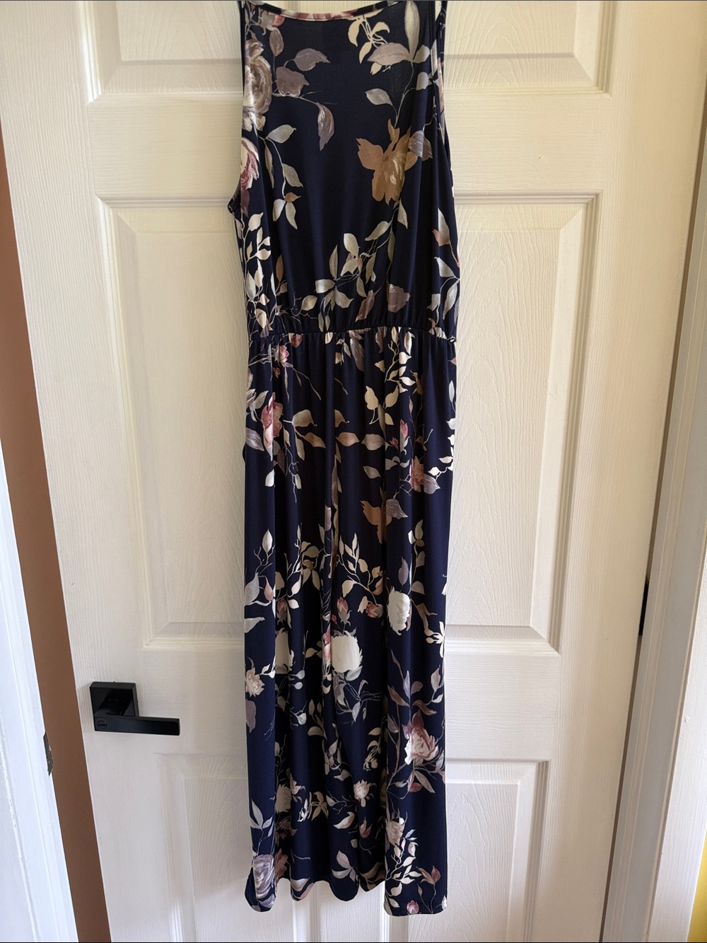 Kaileigh Navy Floral Jumpsuit with Pink Accents